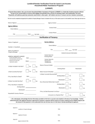 Landlord/Vendor Verification Form for Iowa's Low-Income Household Water Assistance Program (Lihwap) - Iowa