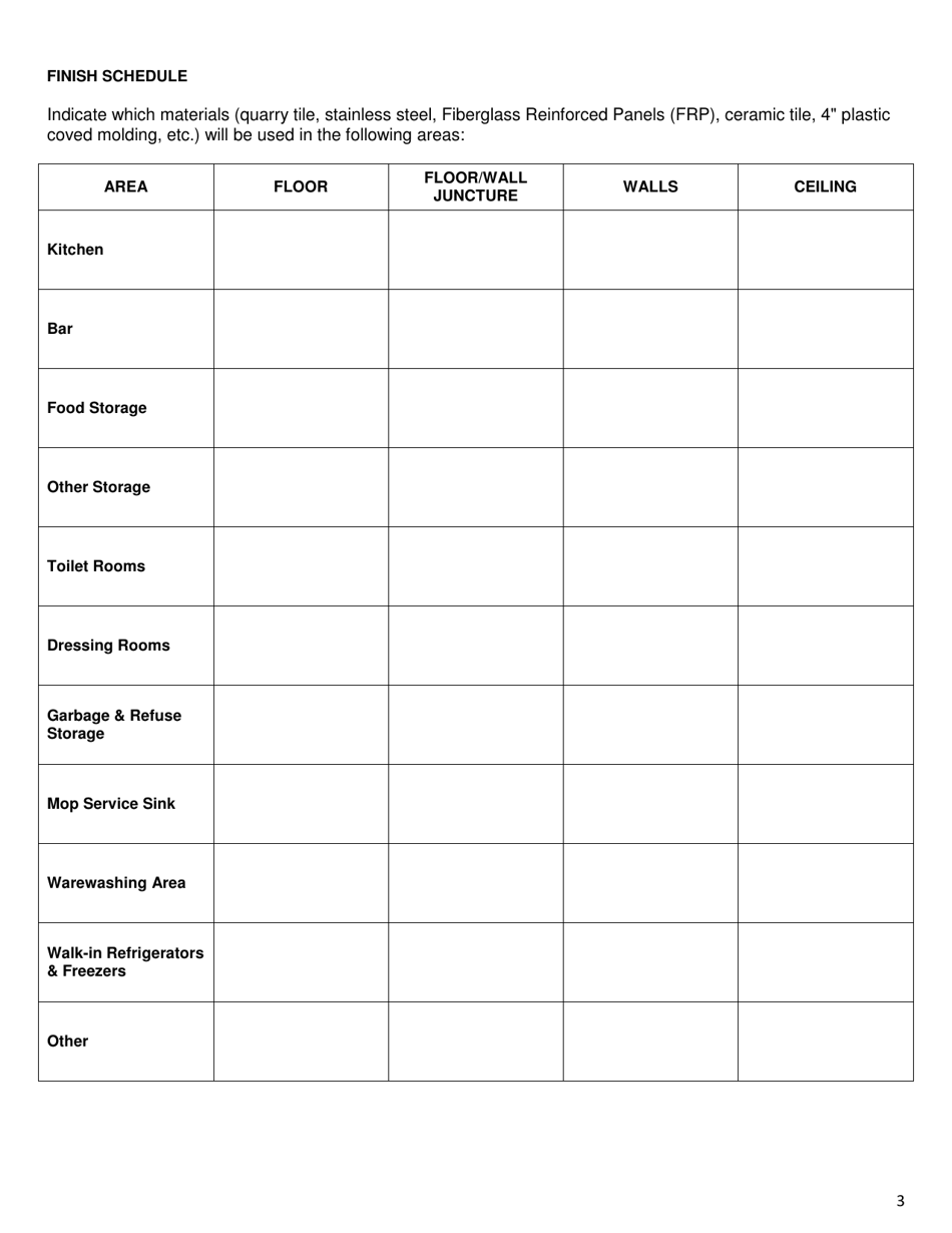 Plan Review Application for Food Establishments - Kansas, Page 3