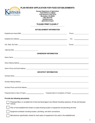 Document preview: Plan Review Application for Food Establishments - Kansas