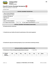 Document preview: DNR Form 542-0938 (CE) Control Equipment Information - Iowa