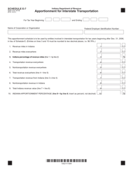 State Form 49192 Schedule E-7 Apportionment for Interstate Transportation - Indiana