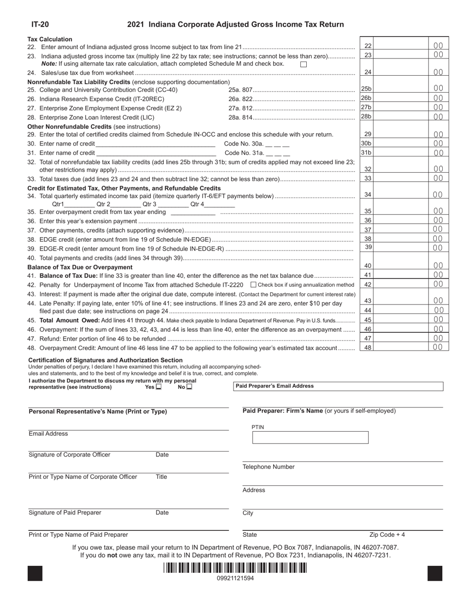 Form IT-20 (State Form 44275) - 2021 - Fill Out, Sign Online and ...