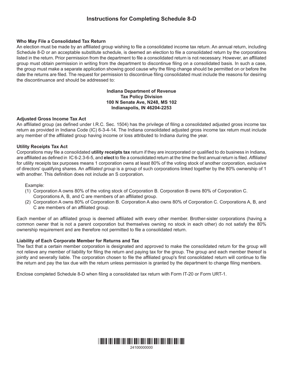 State Form 49103 Schedule 8-D Schedule of Indiana Affiliated Group Members - Indiana, Page 2