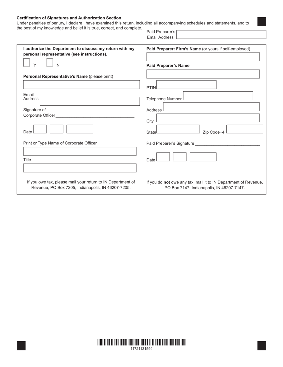 Form IT-20S (State Form 10814) Indiana S Corporation Income Tax Return - Indiana, Page 3