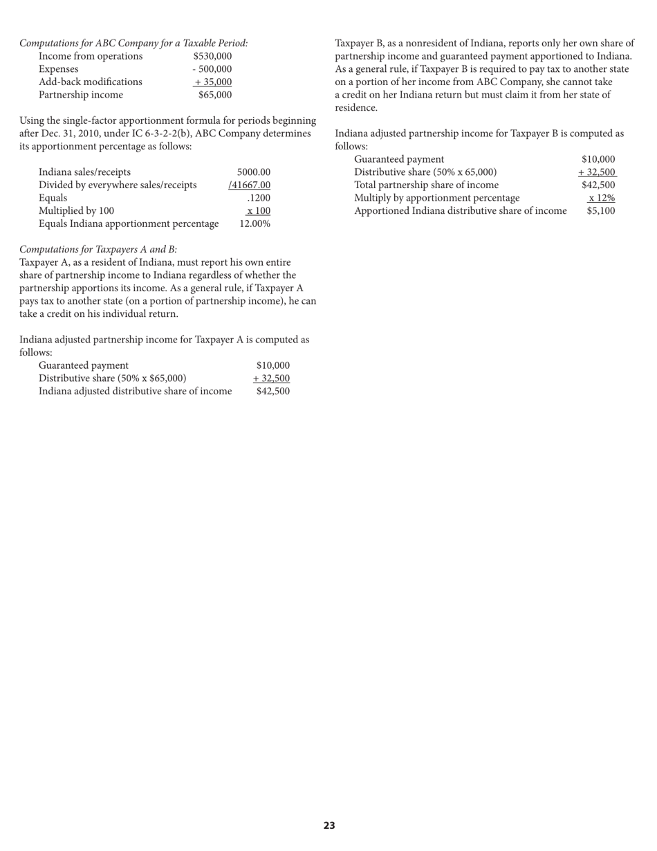 Instructions for Form IT-65, State Form 11800 Indiana Partnership Return - Indiana, Page 23
