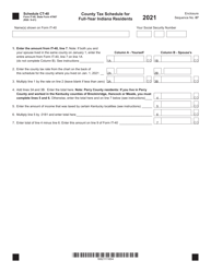 Form IT-40 (State Form 47907) Schedule CT-40 County Tax Schedule for Full-Year Indiana Residents - Indiana