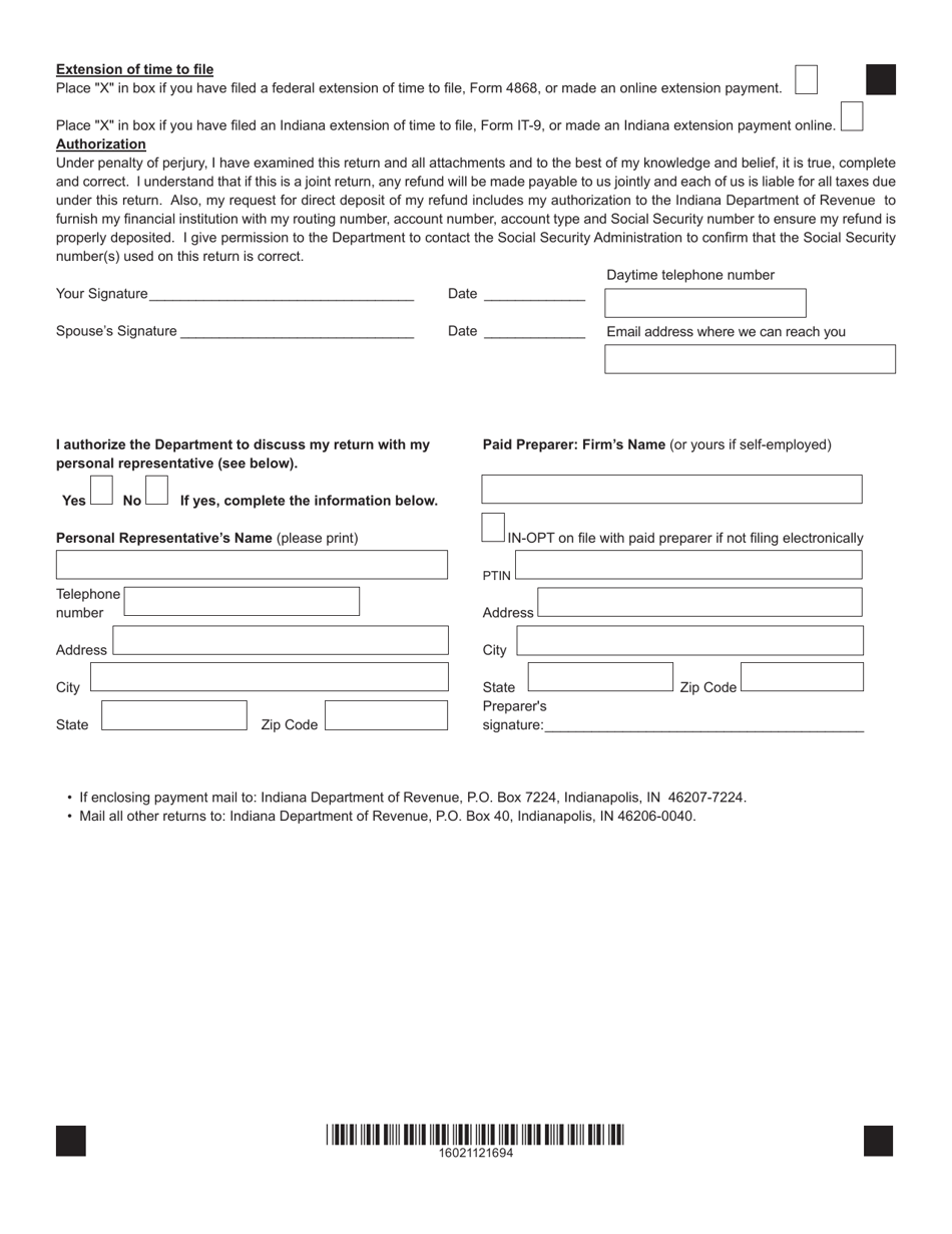 Form IT-40RNR (State Form 44406) Download Fillable PDF or Fill Online ...