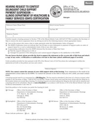 Form DAH H80 Hearing Request to Contest Delinquent Child Support Payment Suspension - Illinois Department of Healthcare &amp; Family Services (Idhfs) Certification - Illinois