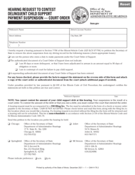 Document preview: Form DAH H79 Hearing Request to Contest Delinquent Child Support Payment Suspension - Court Order - Illinois