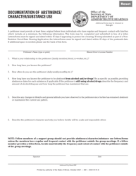 Form DAH'(IH51 Documentation of Abstinence/ Character/Substance Use - Illinois