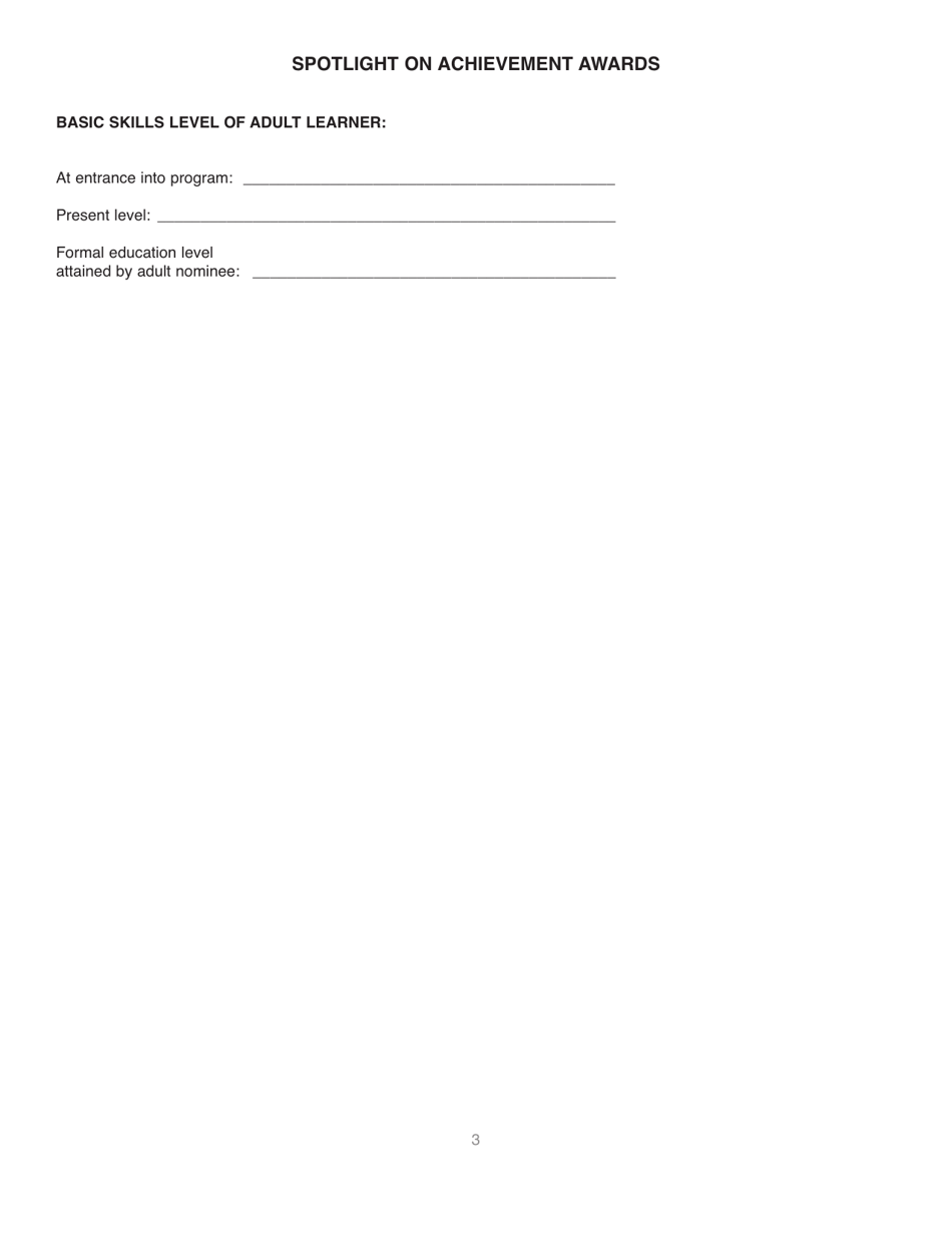 Form LD A212 Spotlight on Achievement Awards Nomination Form - Illinois, Page 3