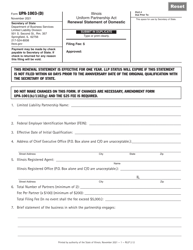 Form UPA-1003-(D) Uniform Partnership Act Renewal Statement of Domestic Limited Liability Partnership - Illinois