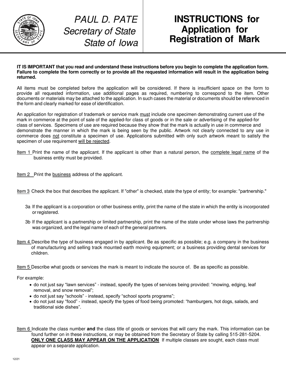Form 635_0107 Application for Registration of Mark - Iowa, Page 3