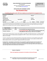 Document preview: DNR Form 542-0146 Application for Taxidermy License - Iowa