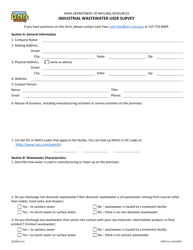 Document preview: DNR Form 542-0833 Industrial Wastewater User Survey - Iowa