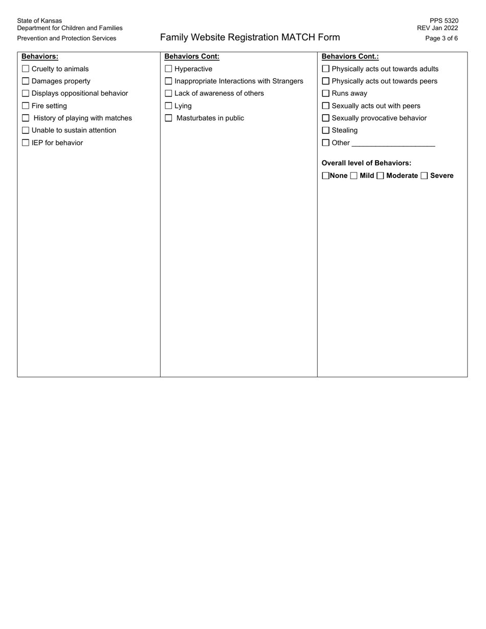 Form PPS5320 Family Website Registration Match Form - Kansas, Page 3