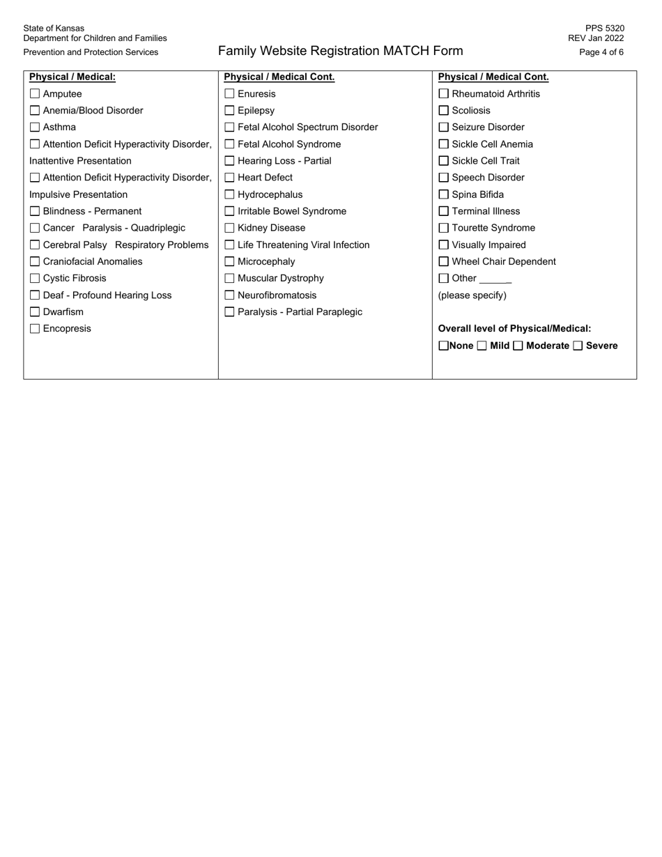 Form PPS5320 Family Website Registration Match Form - Kansas, Page 4