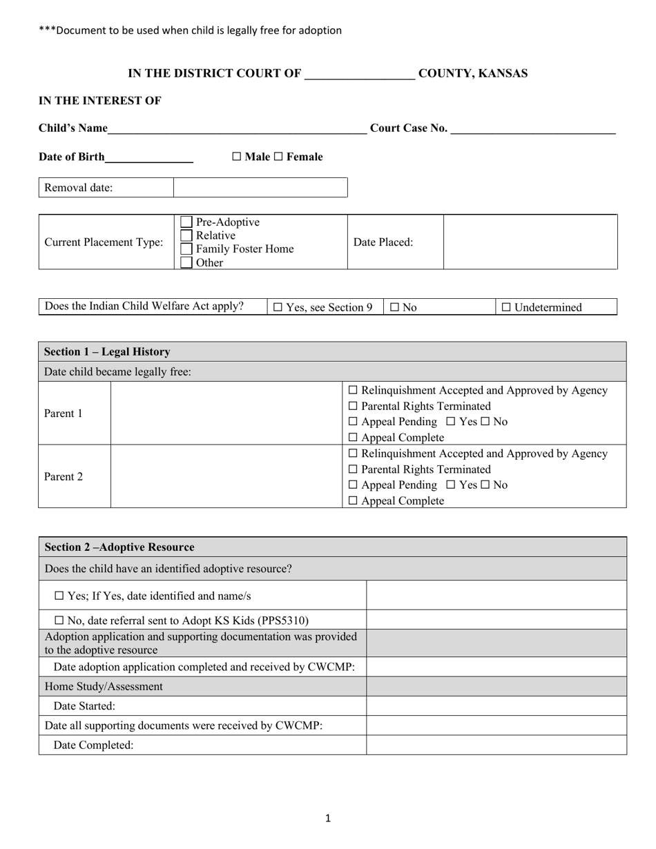 Kansas Adoption Tracking Tool - Fill Out, Sign Online and Download PDF ...