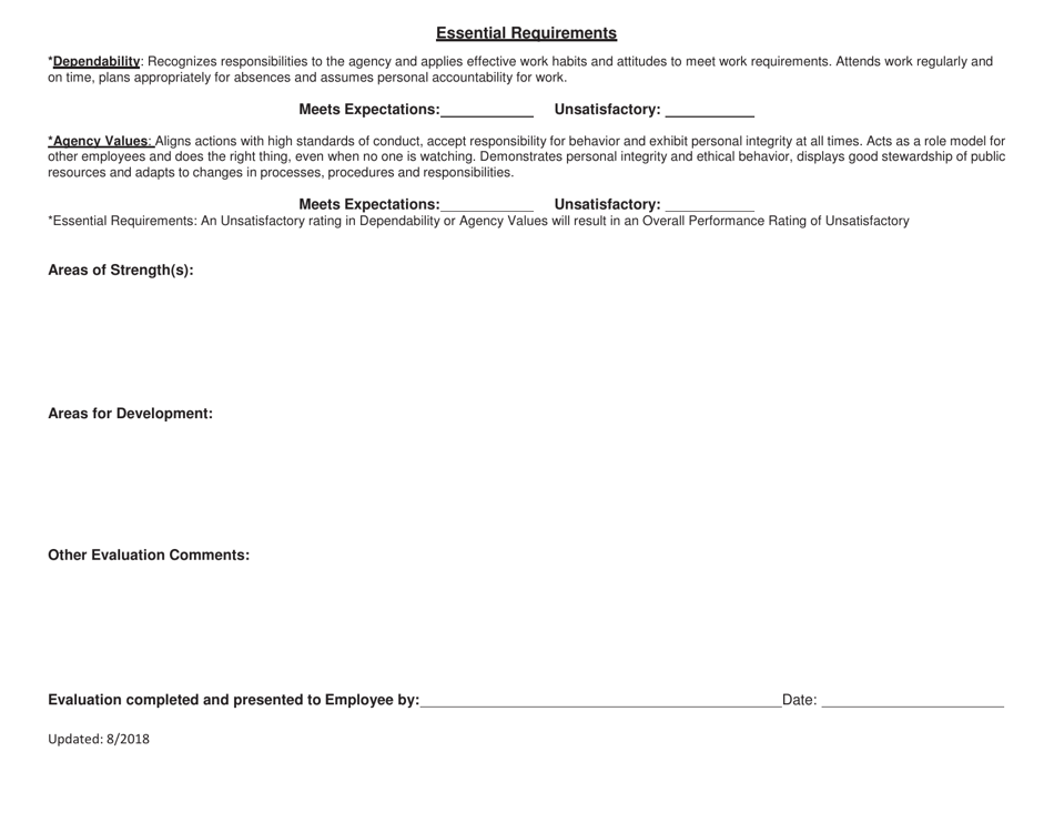 Performance Review Form - Kansas, Page 3