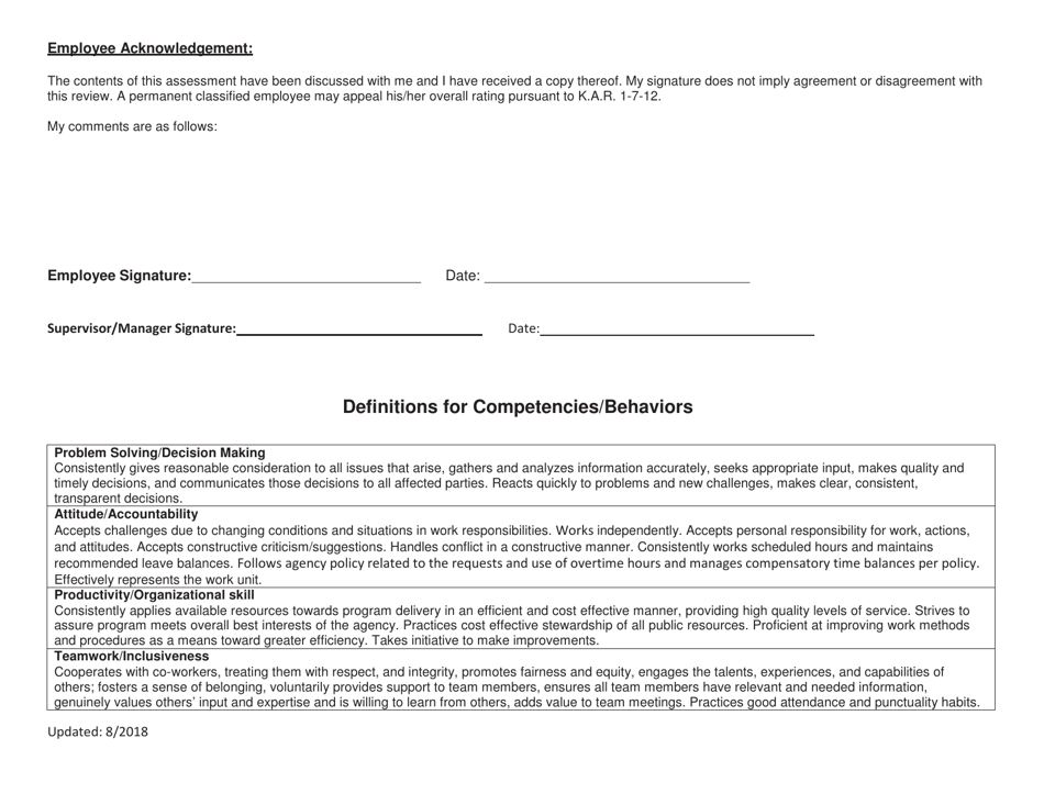 Performance Review Form - Kansas, Page 4