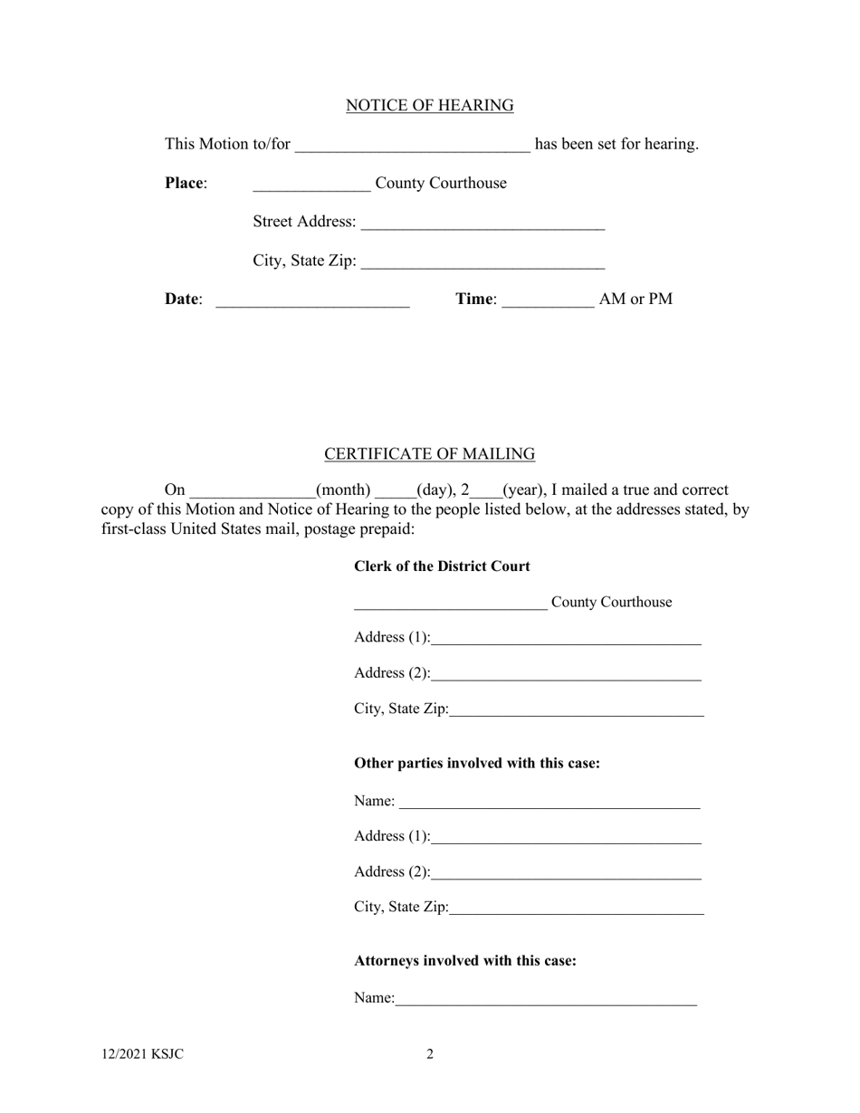Notice of Hearing - Kansas, Page 2
