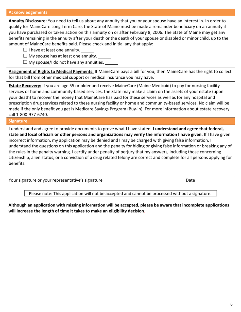 Form OFI NHW01 Application for Long Term Care Mainecare - Maine, Page 8