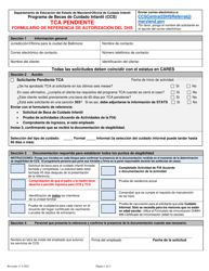 Tca Pendiente Formulario De Referencia De Autorizacion Del Dhs - Maryland (Spanish)