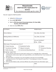 Document preview: Form SNAP-APP-SENIORS Snap Benefits Application for Seniors - Massachusetts
