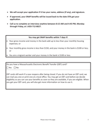 Form SNAP-APP-SENIORS Snap Benefits Application for Seniors - Massachusetts, Page 2