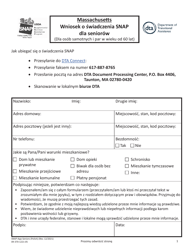 Document preview: Form SNAP-APP-SENIORS Snap Benefits Application for Seniors - Massachusetts (Polish)