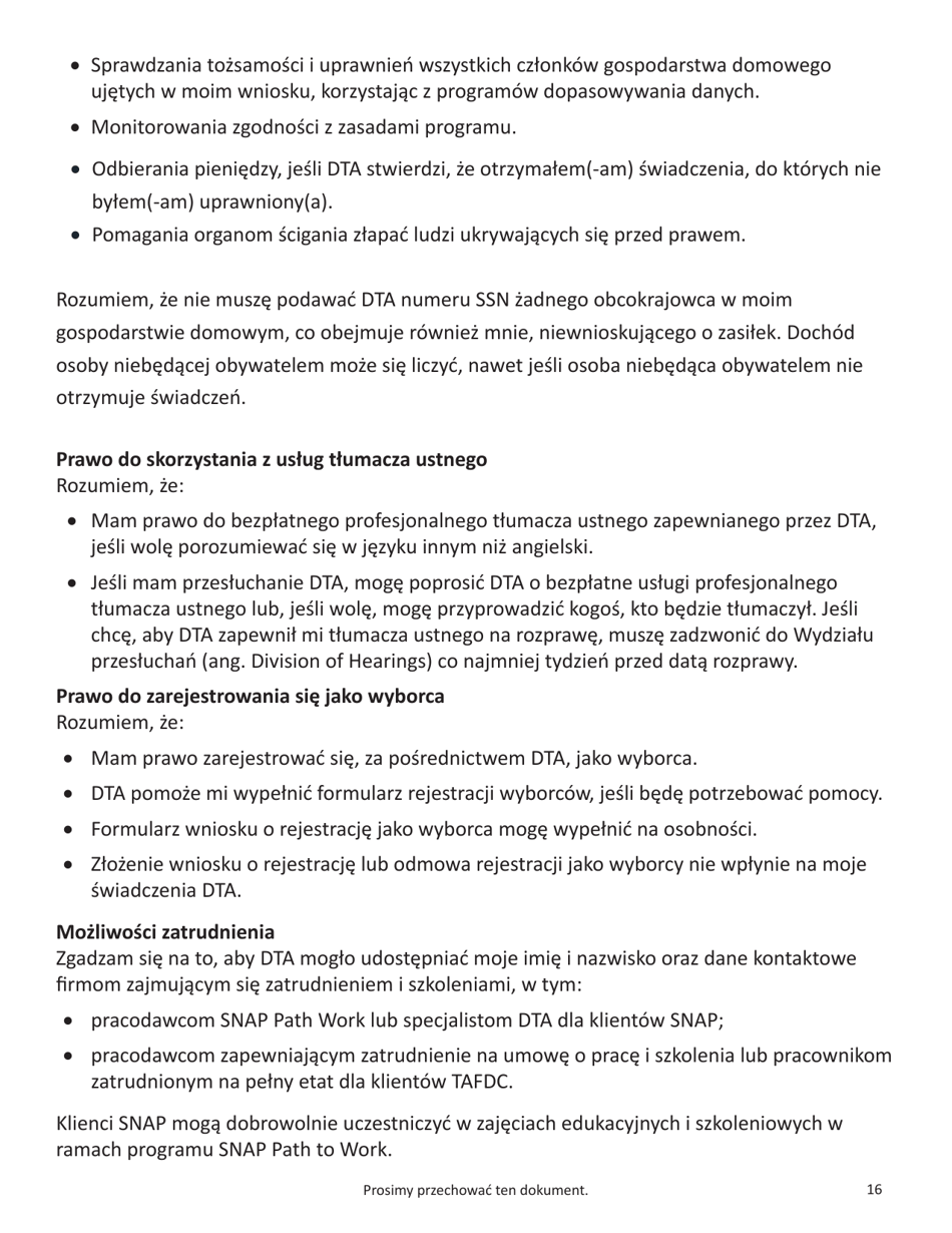 Form SNAP-APP-SENIORS Snap Benefits Application for Seniors - Massachusetts (Polish), Page 16