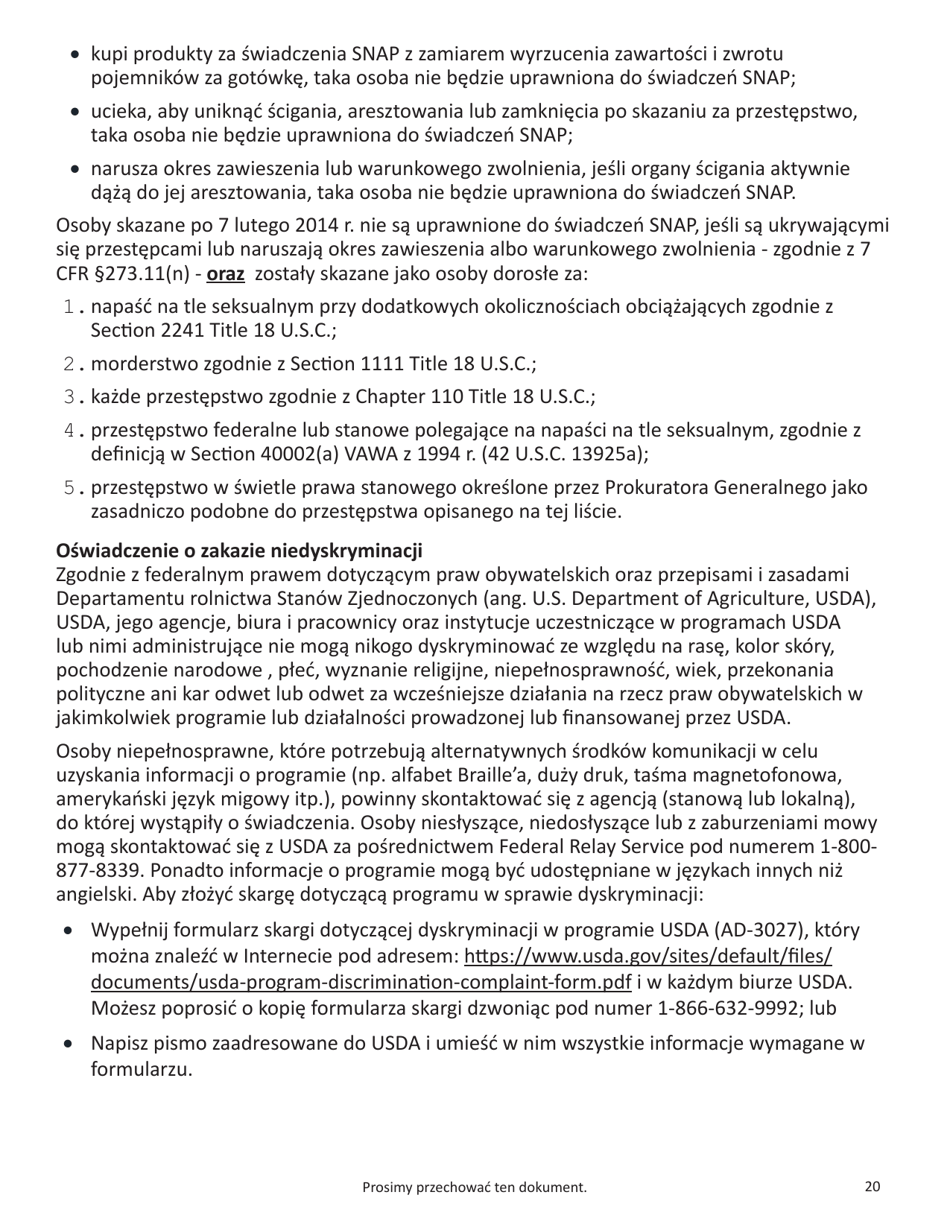 Form SNAP-APP-SENIORS Snap Benefits Application for Seniors - Massachusetts (Polish), Page 20