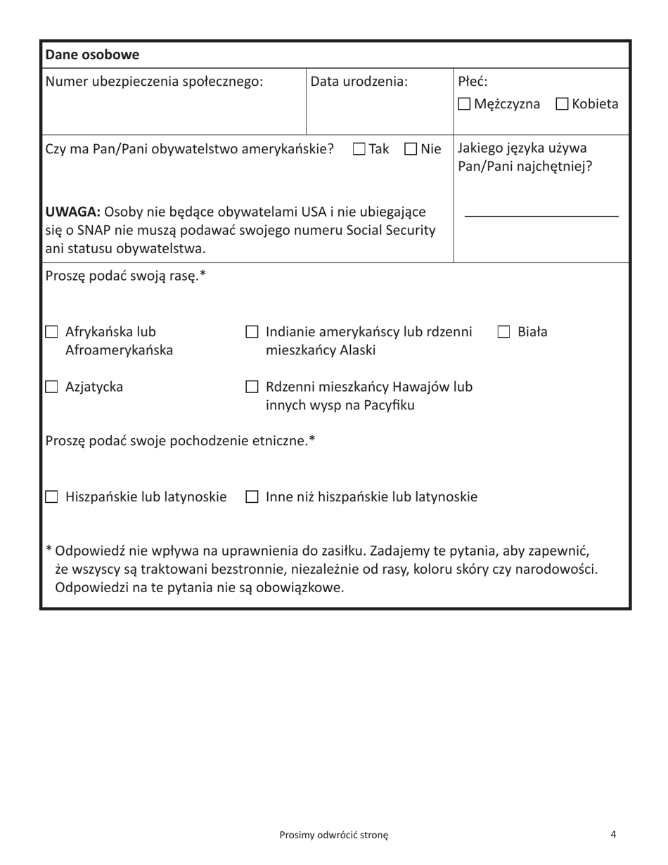 Form SNAP-APP-SENIORS Snap Benefits Application for Seniors - Massachusetts (Polish), Page 4