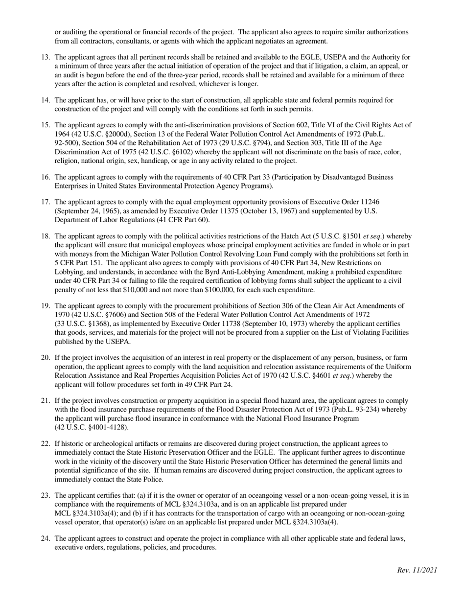 Part 2 Program Information - Clean Water State Revolving Funds (Cwsrf  Swqif) Loan Application - Michigan, Page 4