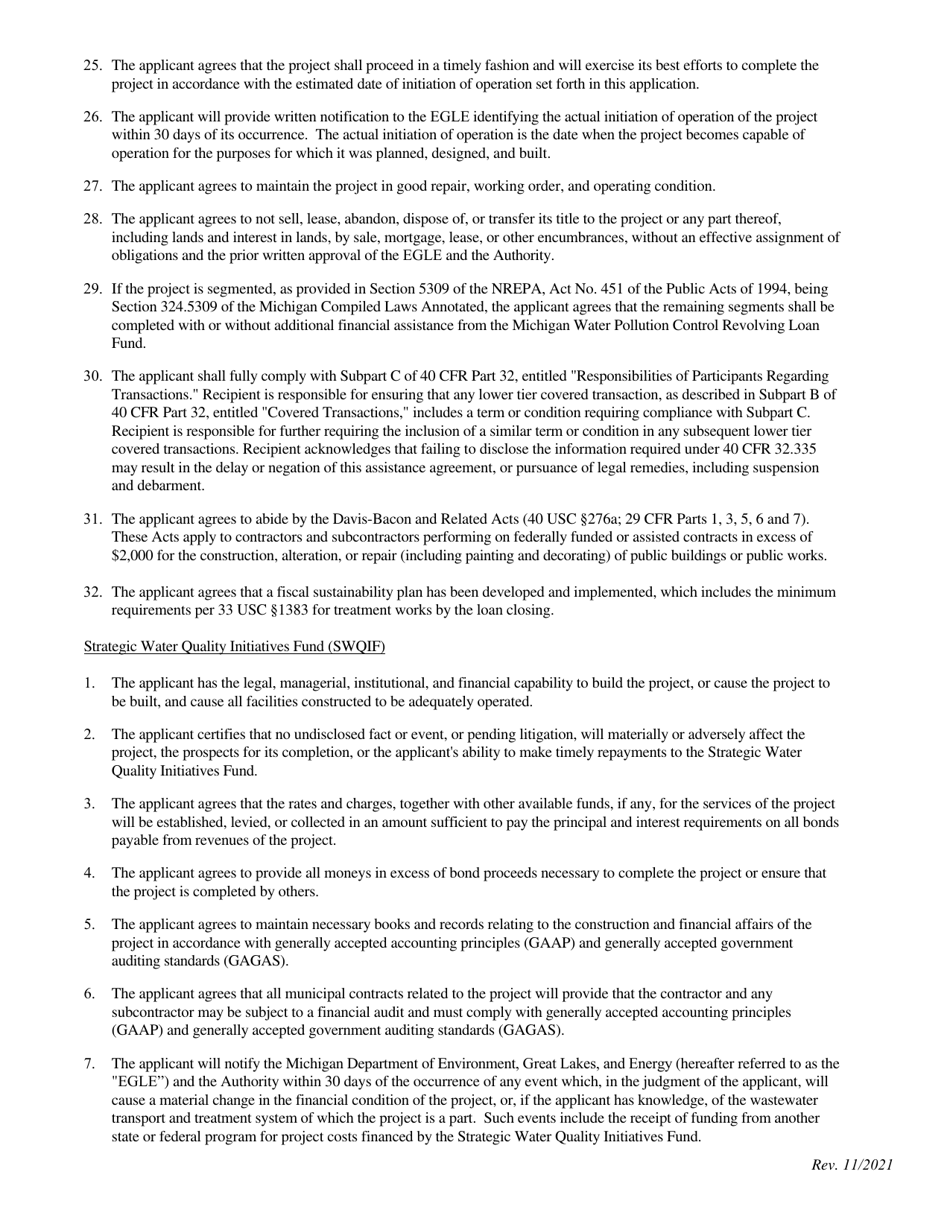 Part 2 Program Information - Clean Water State Revolving Funds (Cwsrf  Swqif) Loan Application - Michigan, Page 5