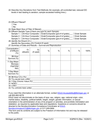 Form EQP9310 Fathead Minnow Chronic Toxicity Test Report - Michigan, Page 2
