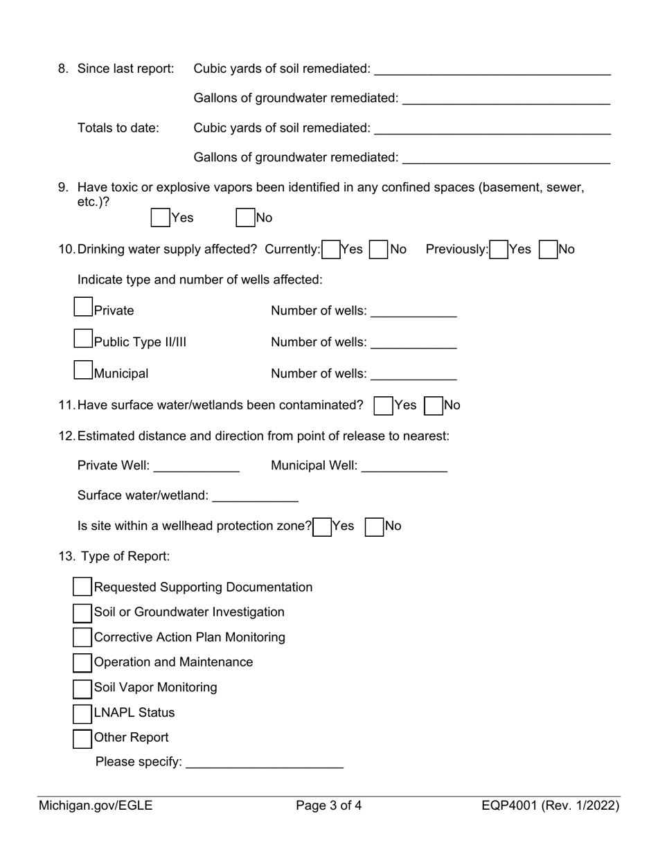 Form EQP4001 Leaking Underground Storage Tank Supplemental Information Cover Sheet - Michigan, Page 3
