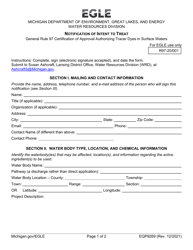 Form EQP9269 Notification of Intent to Treat - General Rule 97 Certification of Approval Authorizing Tracer Dyes in Surface Waters - Michigan