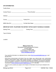 Form EQP3801 Notice of on-Site Work Activity Fax Transmittal - Michigan, Page 2