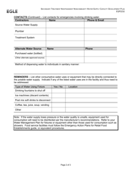 Form EQP2232 Secondary Treatment Nontransient Noncommunity Water Supply Capacity Development Plan - Michigan, Page 4