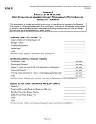 Form EQP2232 Secondary Treatment Nontransient Noncommunity Water Supply Capacity Development Plan - Michigan, Page 6