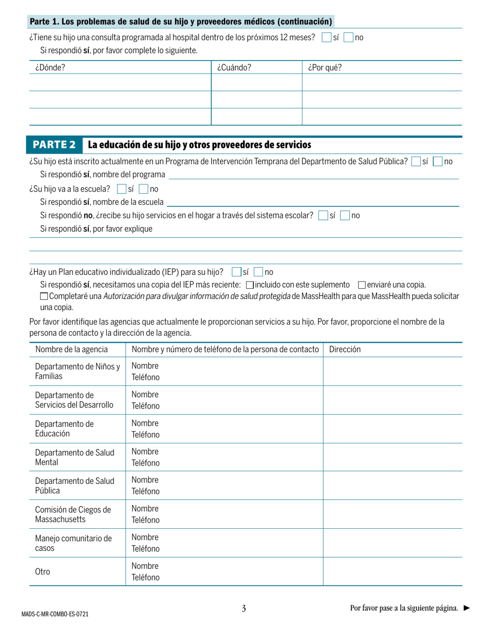 Suplemento De Discapacidad Para Ninos De Masshealth - Massachusetts (Spanish), Page 3