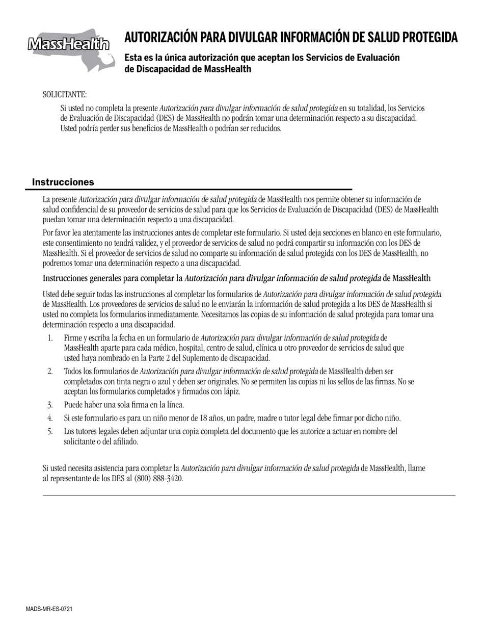 Suplemento De Discapacidad Para Ninos De Masshealth - Massachusetts (Spanish), Page 7