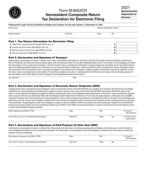 Form M-8453CR 2021 Printable Pdf