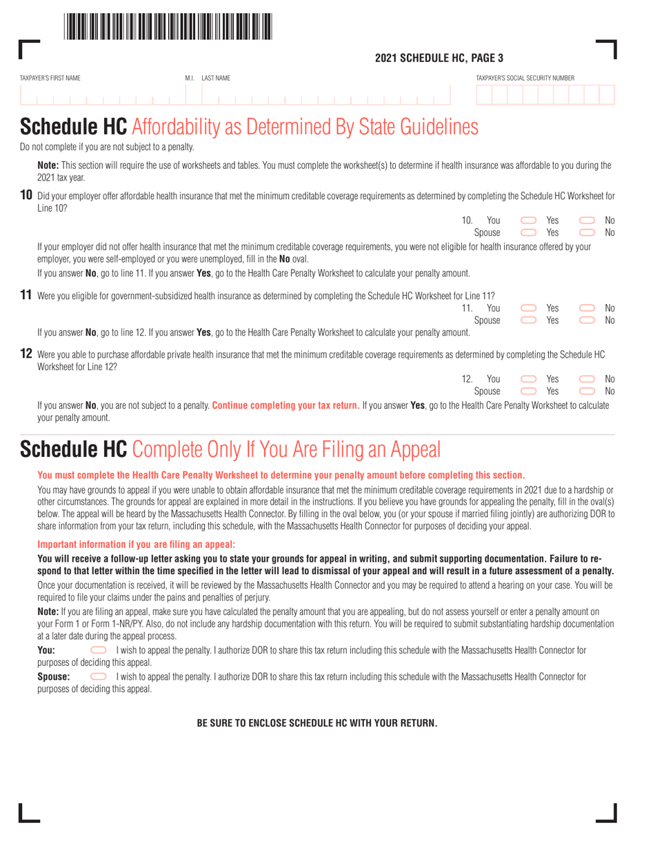 Schedule HC Health Care Information - Massachusetts, Page 4