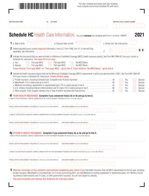 Schedule HC 2021 Printable Pdf