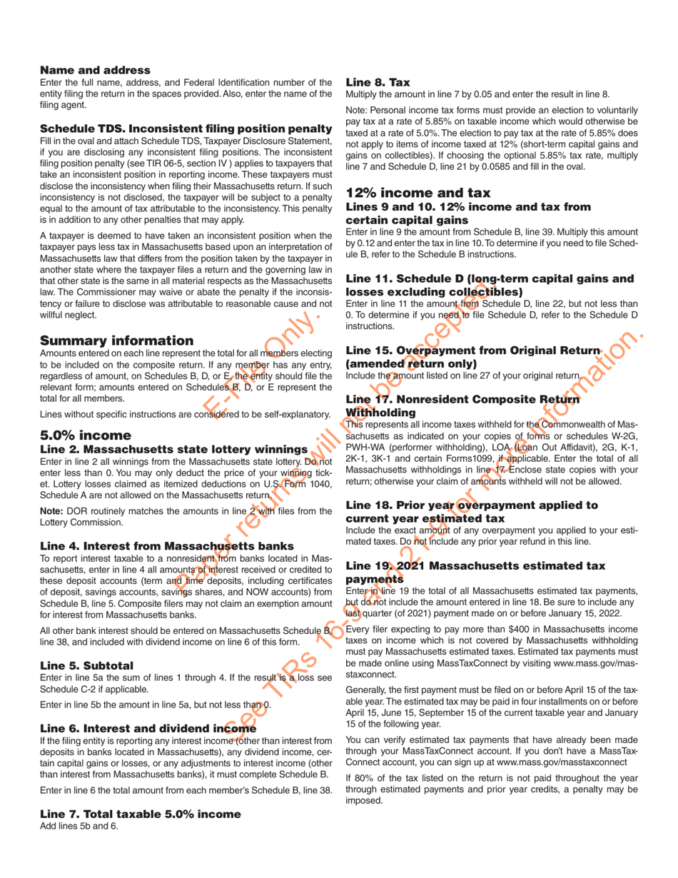 Form MA NRCR Nonresident Composite Return - Massachusetts, Page 5