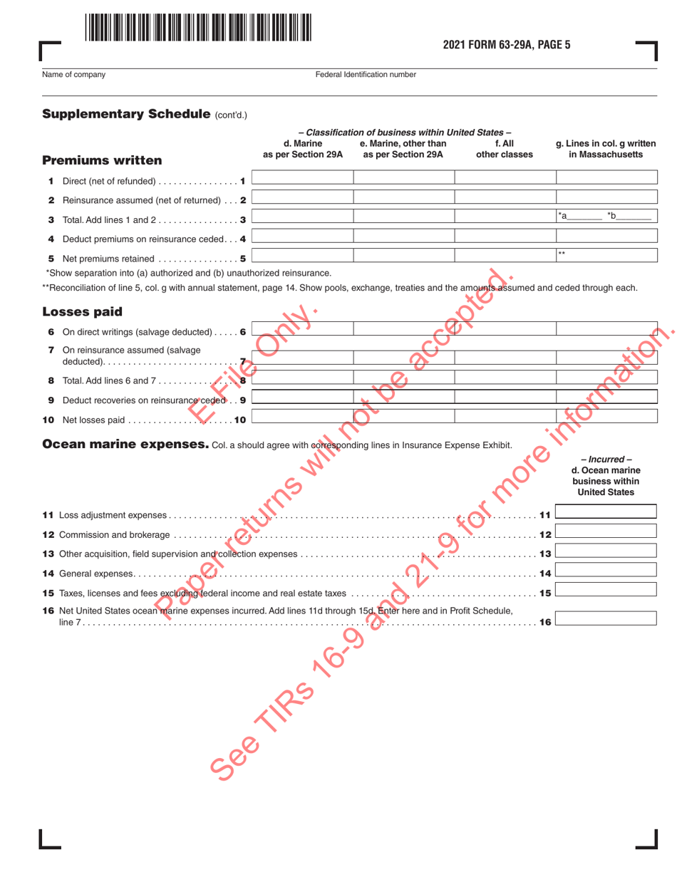 Form 63-29A Ocean Marine Profits Tax Return - Massachusetts, Page 6