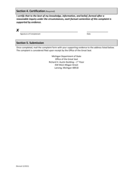 Office of the Great Seal Notary Complaint Form - Michigan, Page 2