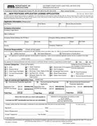 Document preview: Form AG-03030 New Pesticide Applicator License Application - Minnesota
